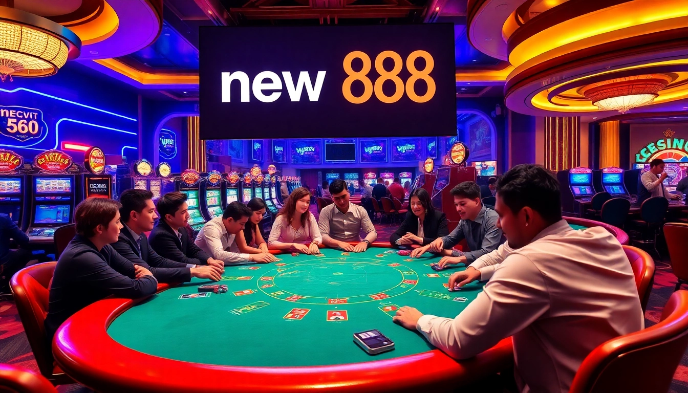 Engaged players at a luxurious casino table with 'new 88' prominently featured, capturing the thrill of gambling.